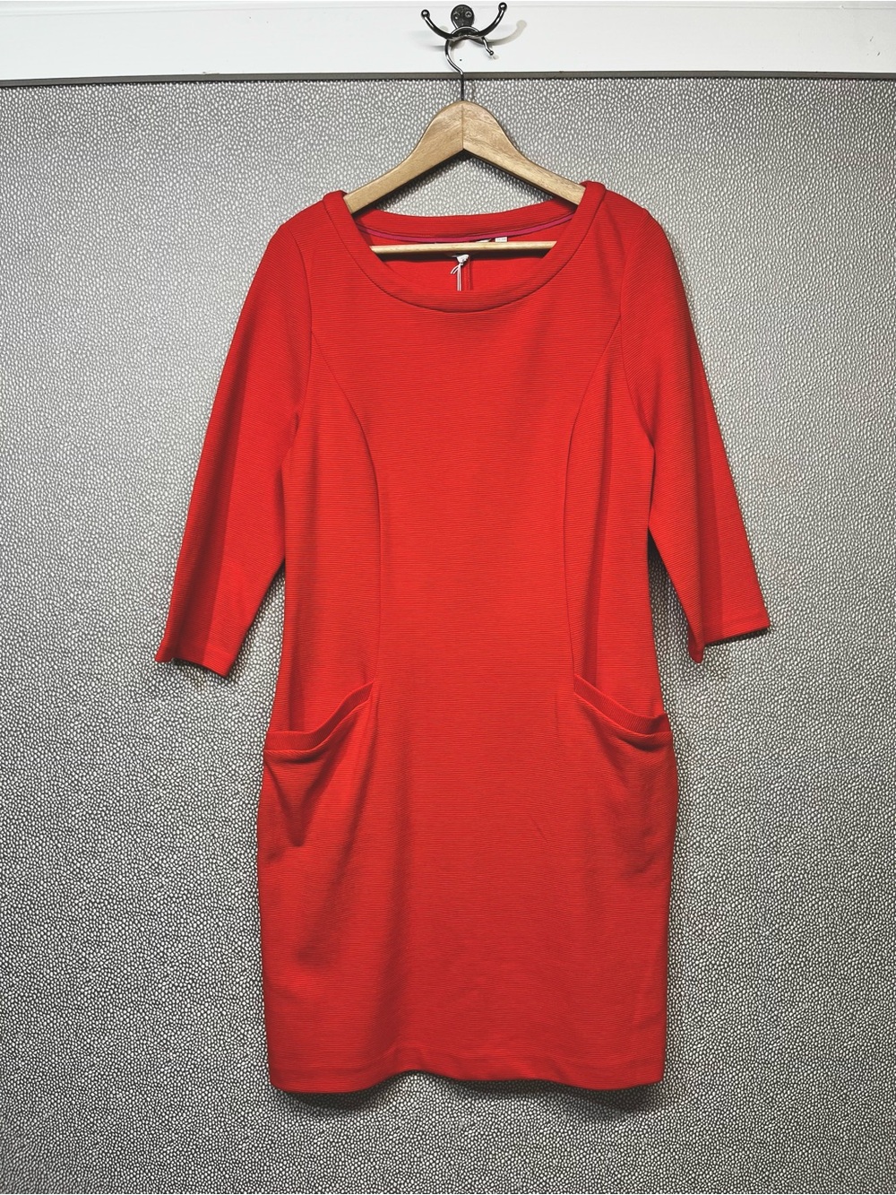 🆕 10 Boden Ellen Ottoman Vibrant Orange Three-Quarter Sleeve Shift Dress NWT